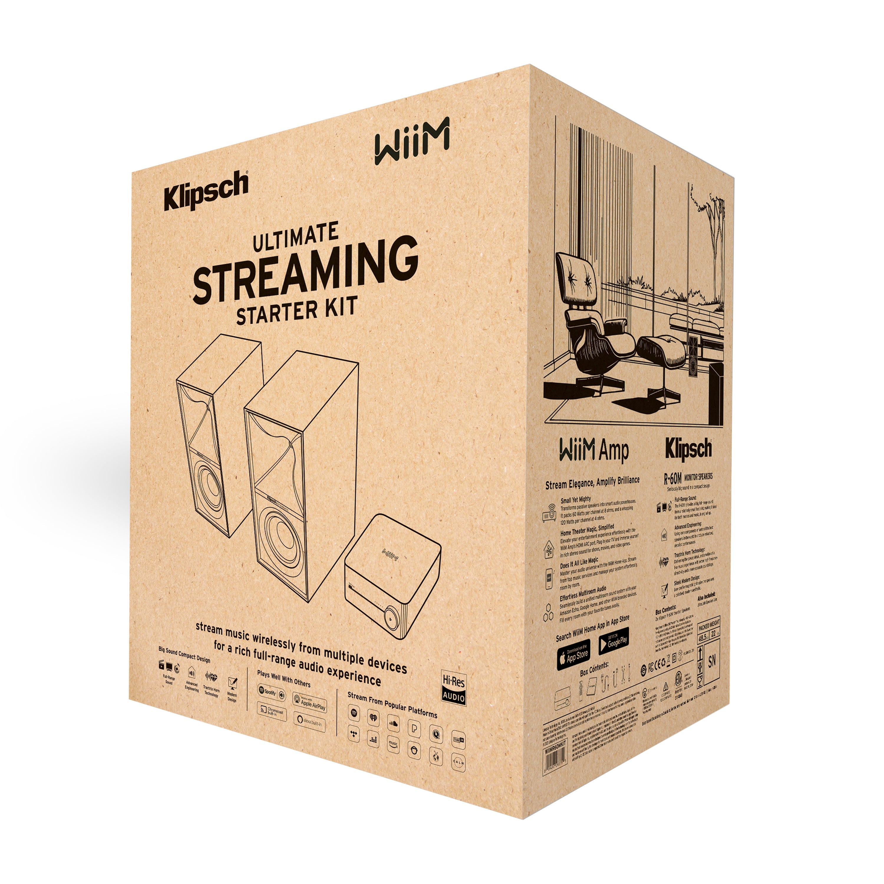Ultimate Streaming Starter Kit -Klipsch R-60M Speakers, WiiM Amp & Ultralink Wire